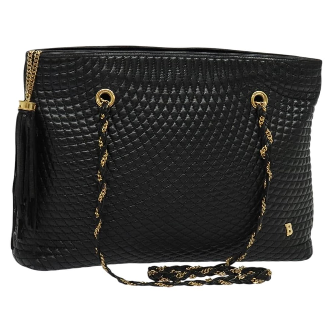 BALLY Black Gold Leather Chain Shoulder Bag Made in Italy: BALLY Black Gold Leather Chain Shoulder Bag Made in Italy This authentic BALLY Chain Shoulder Bag is a stylish accessory that combines functionality with luxury. Crafted in Italy from high-quality lea