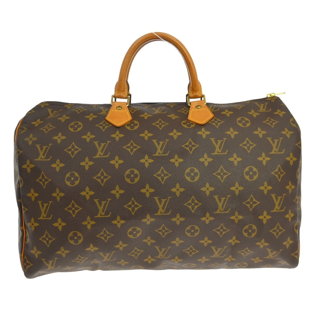 Louis Vuitton Speedy 40 Monogram Canvas Large Duffle Bag M41522: Louis Vuitton Speedy 40 Monogram Canvas Large Duffle Bag M41522 Vintage Louis Vuitton Speedy 40 handbag in the Monogram line, styled as a large duffle with double handles and a zip closure. Crafted in