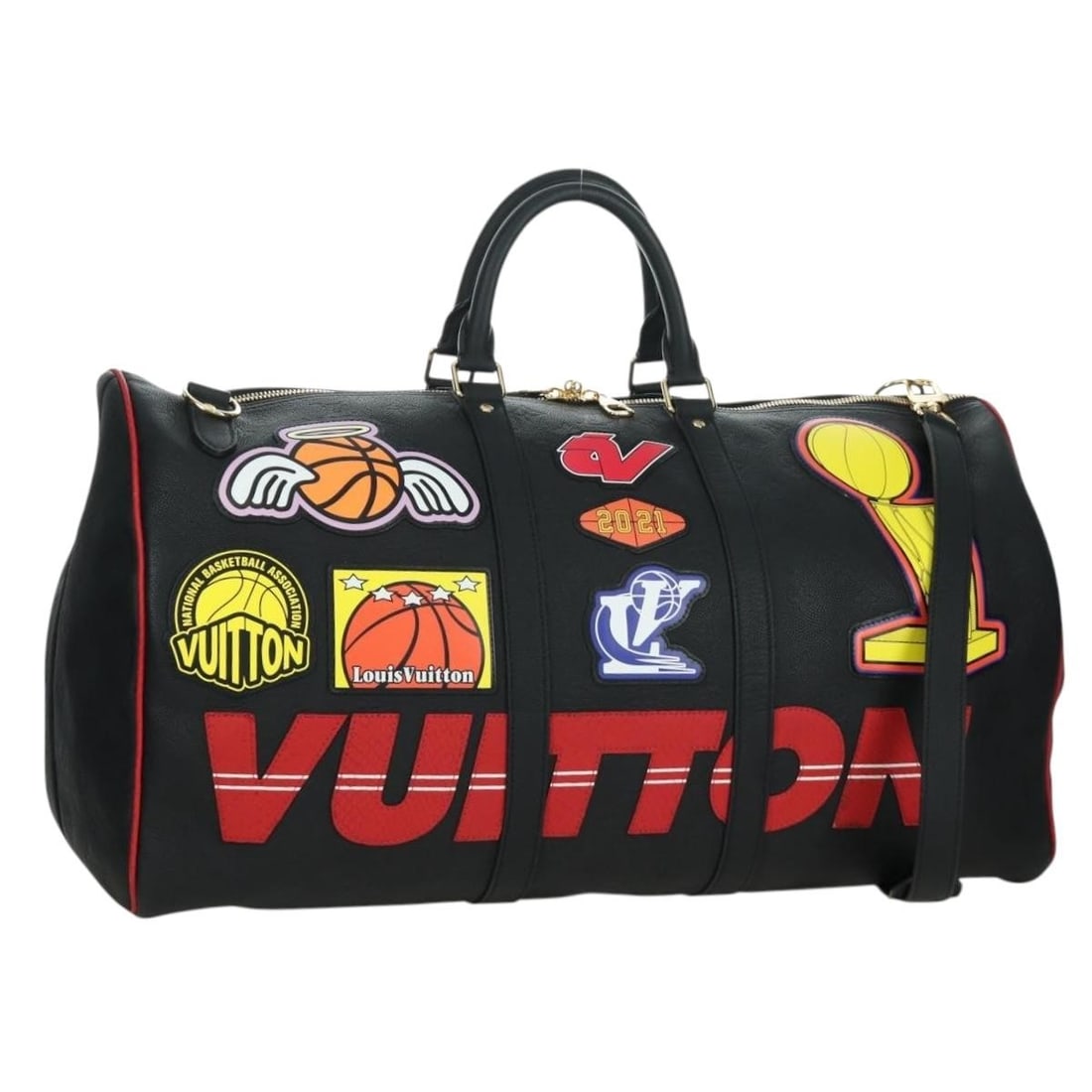 Louis Vuitton M58516 Keepall Bandouliere 55 Boston Bag Monogram Black: Louis Vuitton M58516 Keepall Bandouliere 55 Boston Bag Monogram Black This Louis Vuitton LV x NBA Keepall Bandouliere 55 is a Boston bag in Monogram Canvas with a Monogram/Black colorway. It is made i