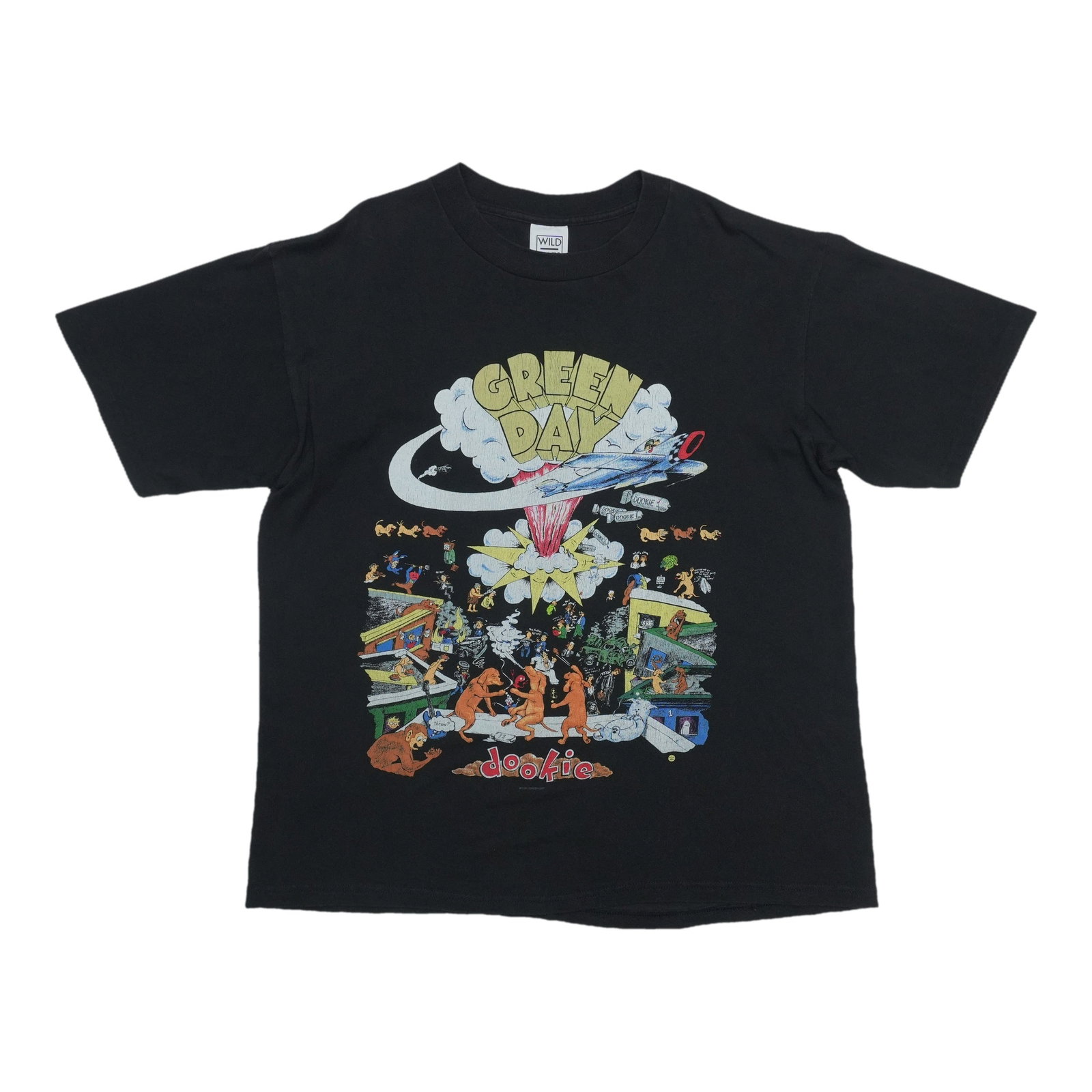 Vintage 1994 Green Day Dookie Black Cotton Shirt XL: Vintage 1994 Green Day Dookie Black Cotton Shirt XL This is an original vintage 1994 Green Day Dookie shirt, not a modern reproduction. The shirt is in good condition with some small holes on the