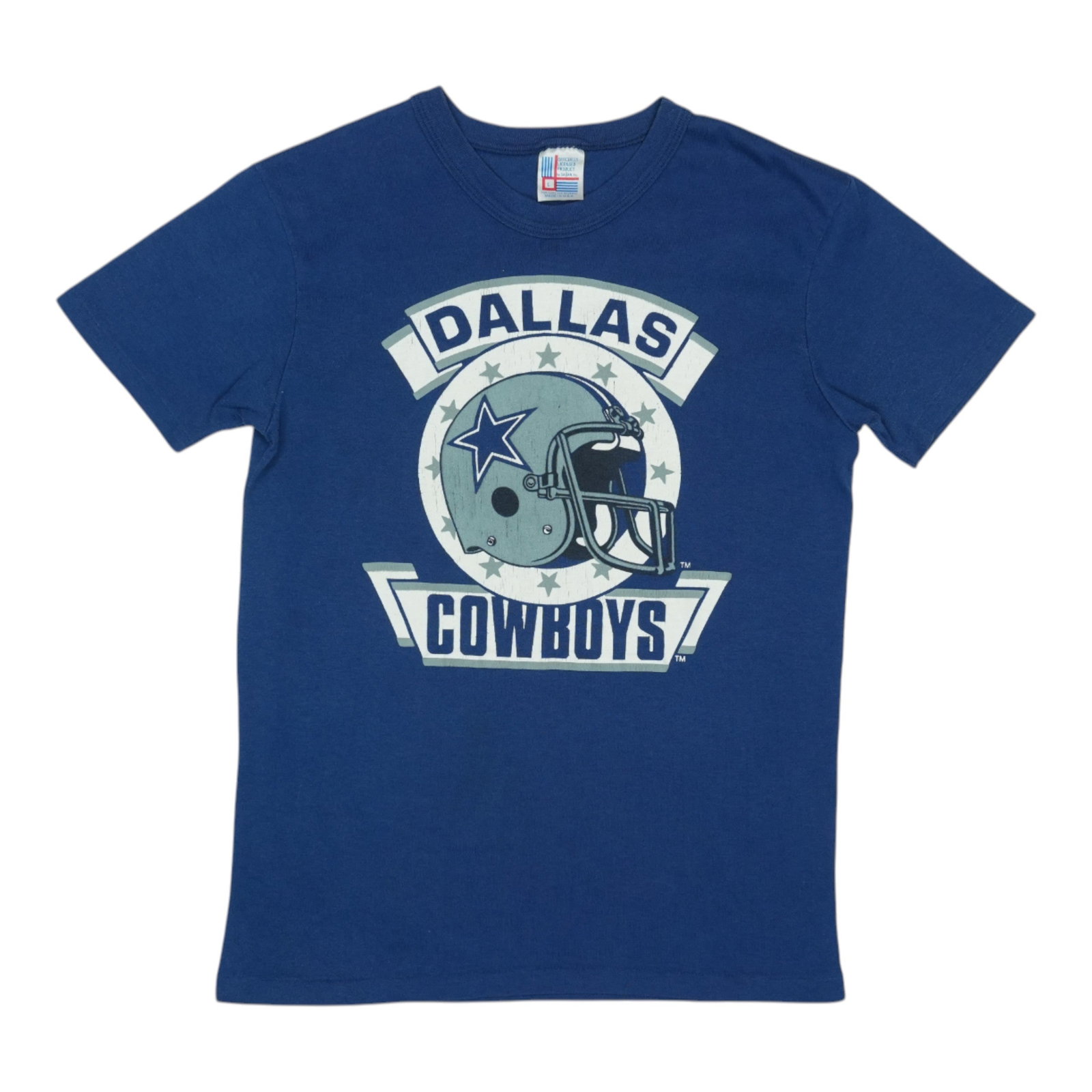 Vintage 1980s Blue Dallas Cowboys Poly Cotton T Shirt Size Large: Vintage 1980s Blue Dallas Cowboys Poly Cotton T Shirt Size Large This is an original vintage Dallas Cowboys shirt from the 1980s, not a modern reproduction. The shirt is blue and features no graphics