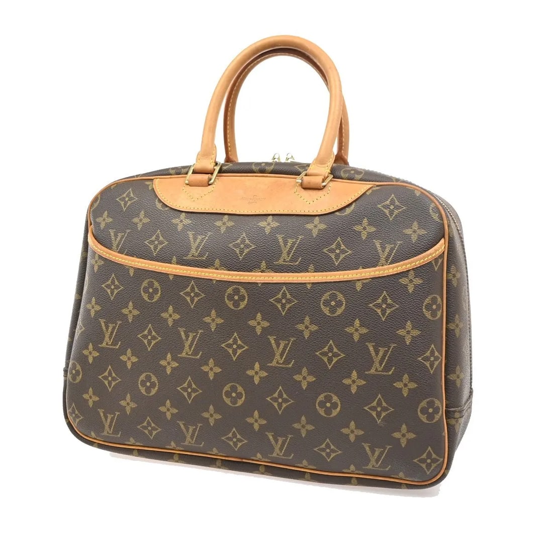 Louis Vuitton Deauville Canvas Handbag Brown: Louis Vuitton Deauville Canvas Handbag Brown Louis Vuitton Deauville Monogram handbag in brown canvas, made in France. The item is described as being in good condition, with exterior wear including ha