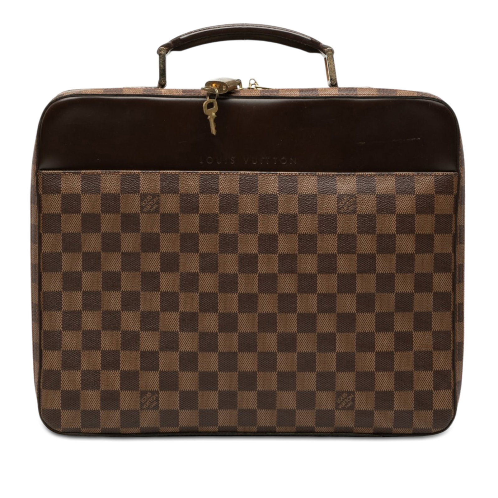 Louis Vuitton Porte Ordinateur Sabana Damier Ebene Briefcase: Louis Vuitton Porte Ordinateur Sabana Damier Ebene Briefcase Louis Vuitton Porte Ordinateur Sabana in Damier Ebene canvas with leather trim. This structured bag features a flat leather handle, zip-aro