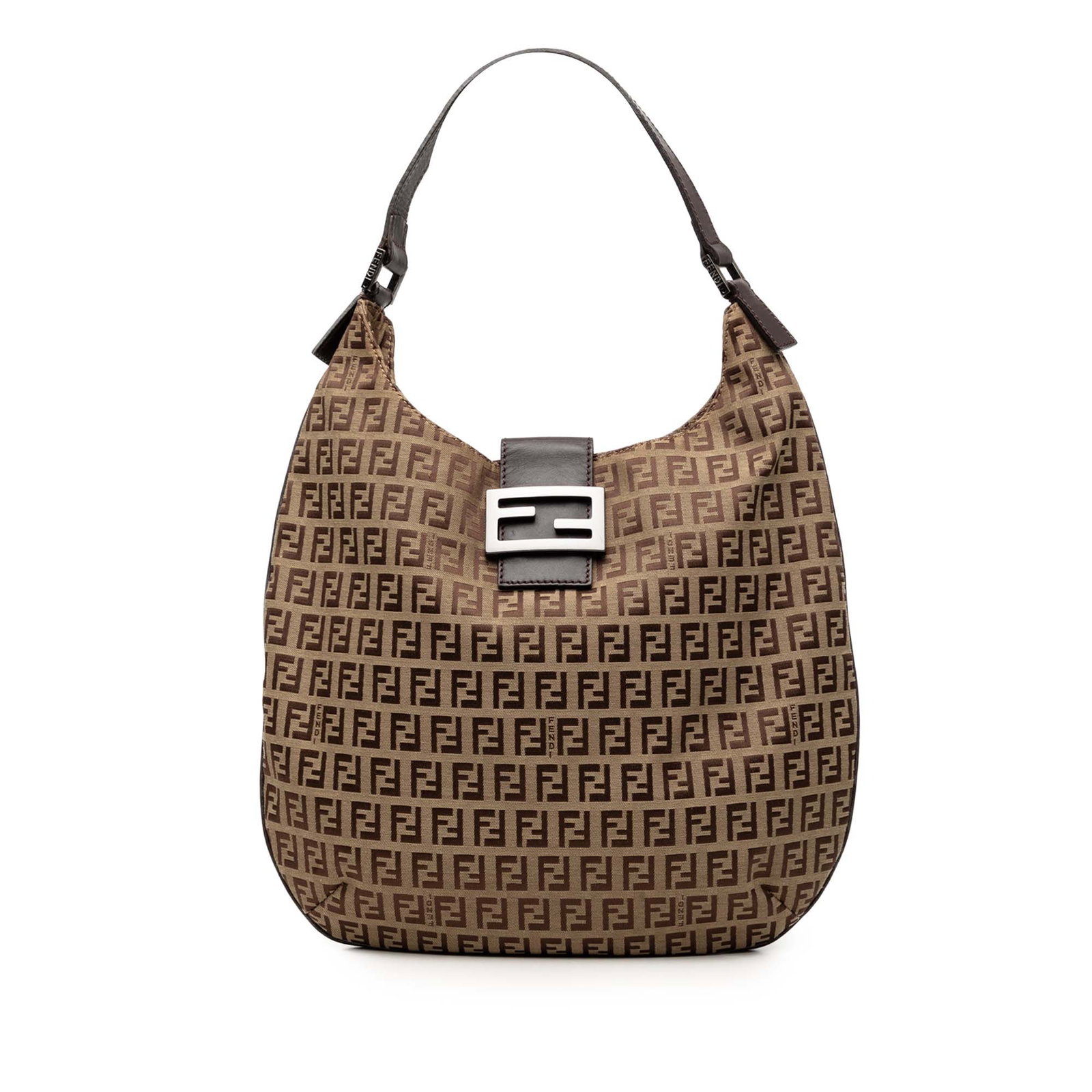 Fendi Zucchino Brown Canvas Shoulder Handbag (1 of 7)