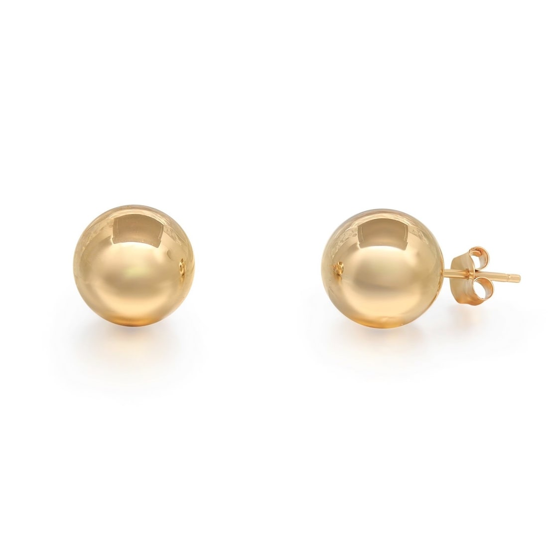 Rachel Koen 14K Yellow Gold Ball Stud Earrings 9mm: Rachel Koen 14K Yellow Gold Ball Stud Earrings 9mm Simple and classic bead ball stud earrings crafted in highly polished hollow 14k yellow gold for a lightweight feel. Designed with a spherical stud s