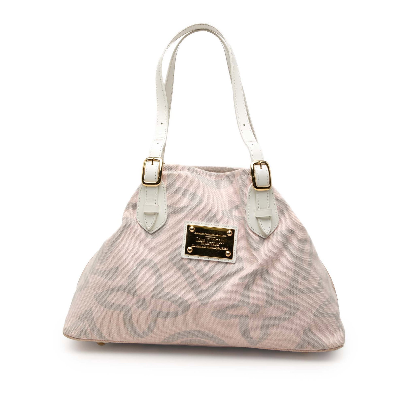 Louis Vuitton Pink Monogram Tahitienne Cabas PM Tote Bag: Louis Vuitton Pink Monogram Tahitienne Cabas PM Tote Bag The Louis Vuitton Monogram Tahitienne Cabas PM is a stylish tote bag crafted from durable canvas with adjustable flat leather straps. It featur