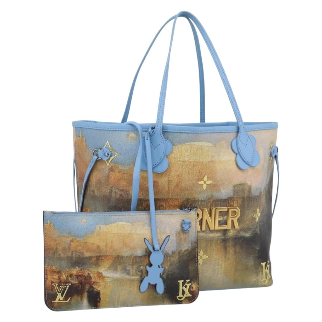 Louis Vuitton Masters Collection Neverfull MM Blue Tote M43318: Louis Vuitton Masters Collection Neverfull MM Blue Tote M43318 Louis Vuitton Masters Collection Turner Neverfull MM tote bag in blue PVC leather, made in France. This bag is presented in excellent con