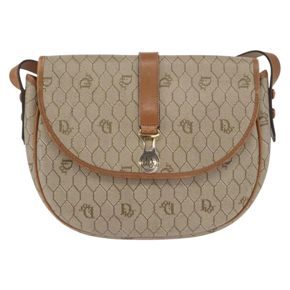 Christian Dior Vintage Honeycomb Shoulder Bag Beige Canvas Leather: Christian Dior Vintage Honeycomb Shoulder Bag Beige Canvas Leather This Christian Dior vintage shoulder bag features a beige canvas body with leather accents, showcasing the classic honeycomb pattern.