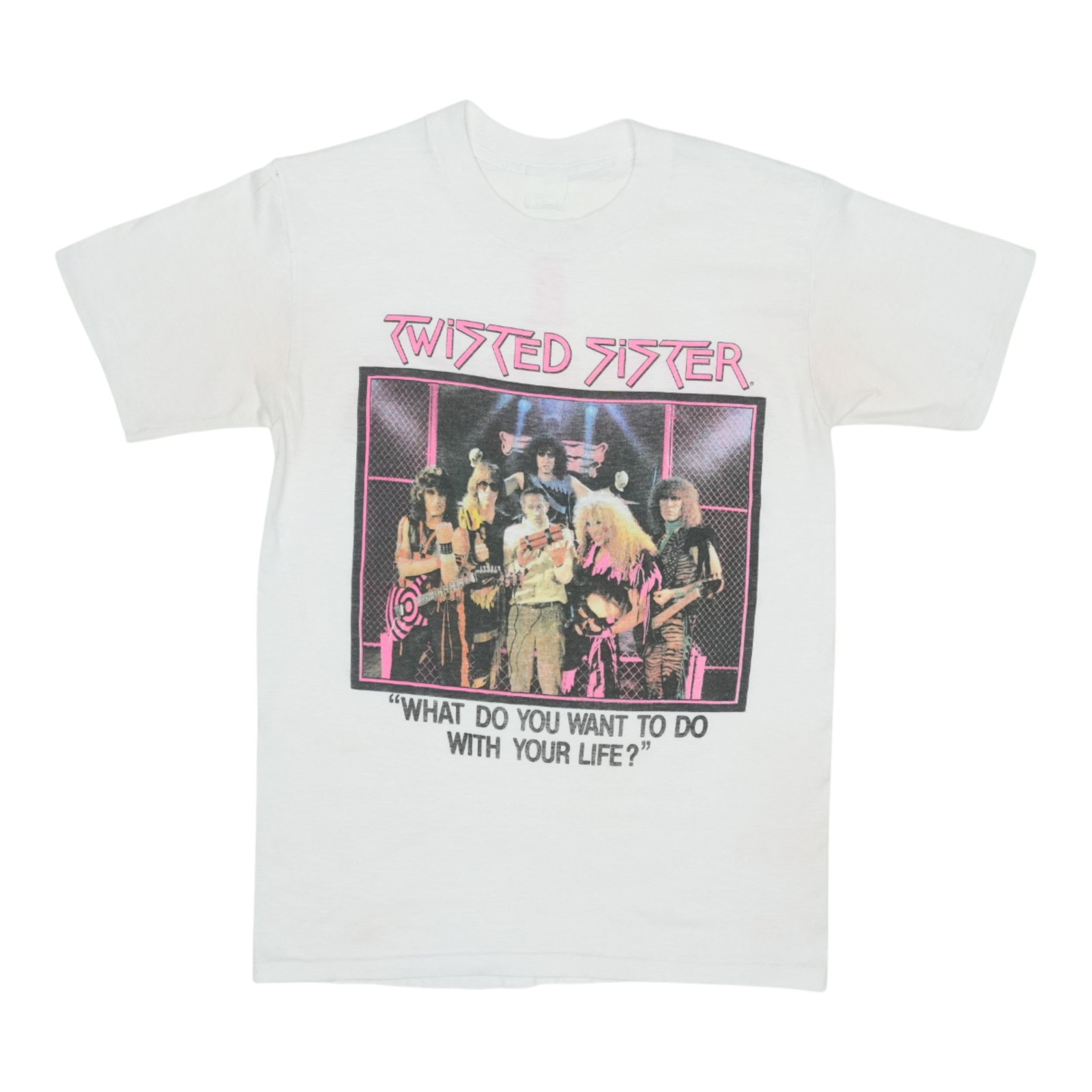 Vintage 1984 Twisted Sister I Wanna Rock White Cotton Band T Shirt: Vintage 1984 Twisted Sister I Wanna Rock White Cotton Band T Shirt This is an original vintage 1984 Twisted Sister "I Wanna Rock" shirt, featuring graphics on both the front and back. Made from 100% c