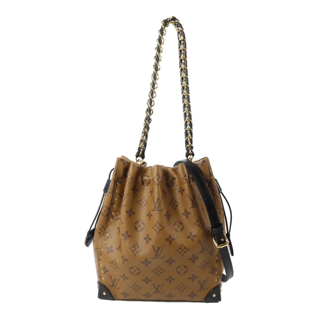 Louis Vuitton Noe Trunk PM Monogram Reverse 2 Way Bag M13324: Louis Vuitton Noe Trunk PM Monogram Reverse 2 Way Bag M13324 A Louis Vuitton Noe Trunk PM 2-way shoulder bag in Monogram Reverse, model M13324. It is presented in brown Monogram Reverse x PVC coated c