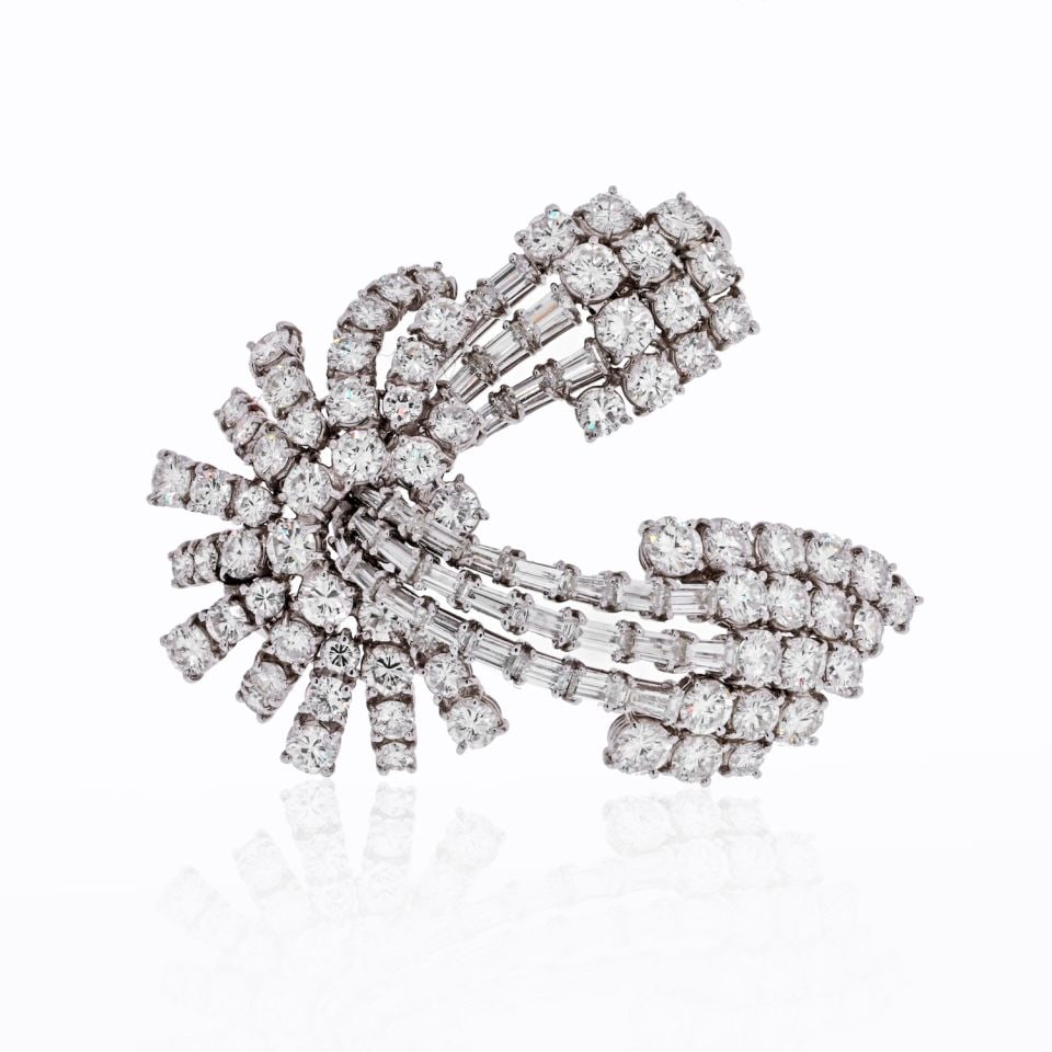 Vintage SCHILLING Platinum 8 Carat Diamond Spray Brooch (1 of 2)