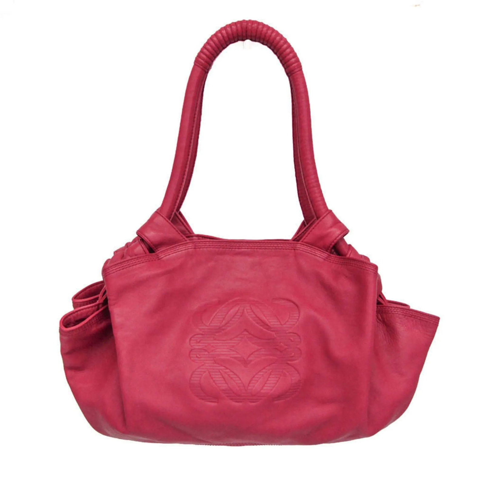 Loewe Anagram Nappa Aire Leather Handbag Pink: Loewe Anagram Nappa Aire Leather Handbag Pink Loewe Anagram Logo Nappa Aire Hand bag in pink leather. Made in Spain, this women's handbag features the Anagram Logo Nappa Aire design and is presented i