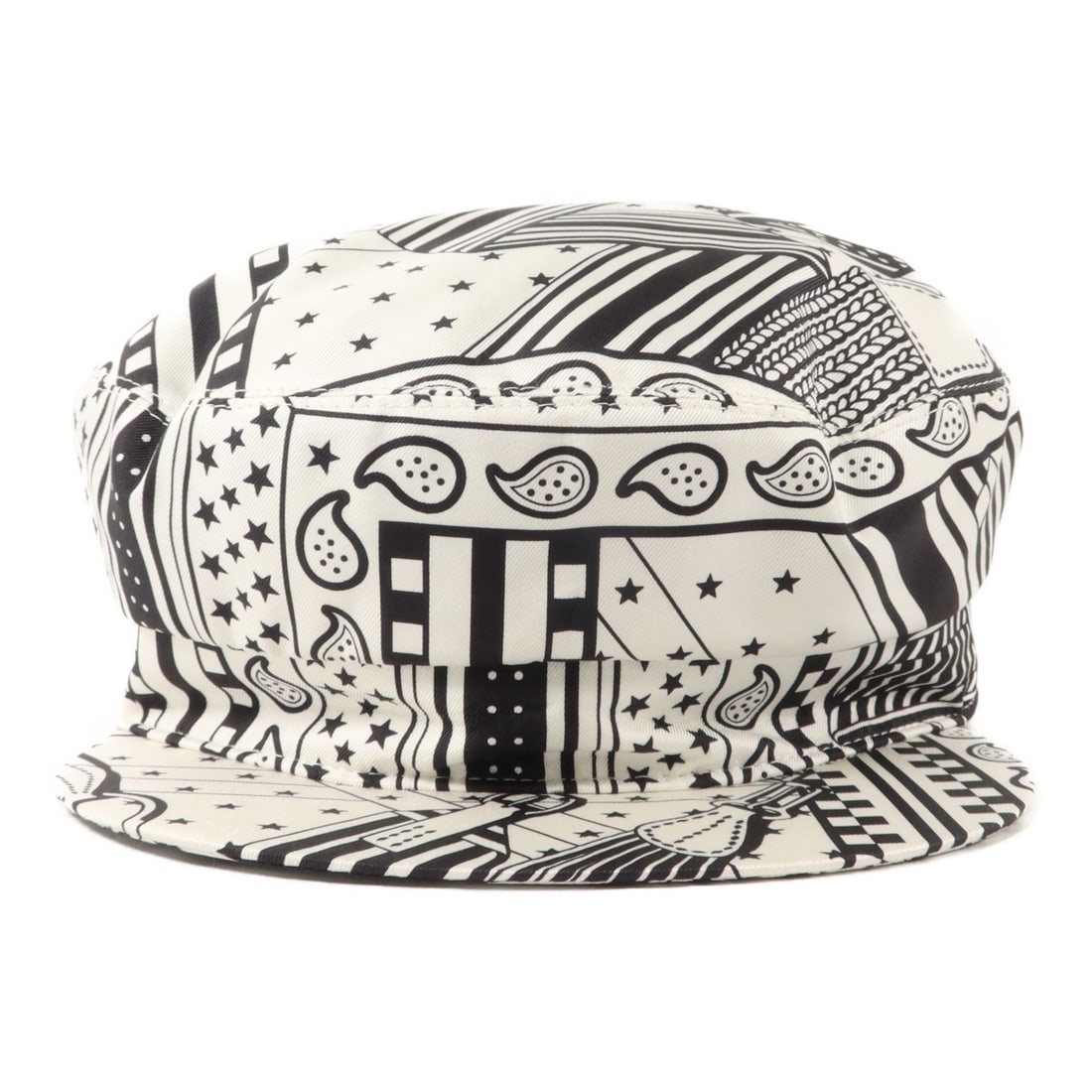 Hermes Deauville Iris Zigzag Women's Hat Black White Size 57 (1 of 8)
