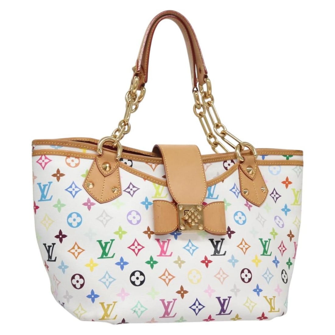 Louis Vuitton Annie GM White Monogram Multicolor Canvas Tote M40303 with Dust Bag: Louis Vuitton Annie GM White Monogram Multicolor Canvas Tote M40303 with Dust Bag This is a Louis Vuitton Monogram Multicolor Annie GM tote bag in white, crafted from monogram multicolor canvas. The b
