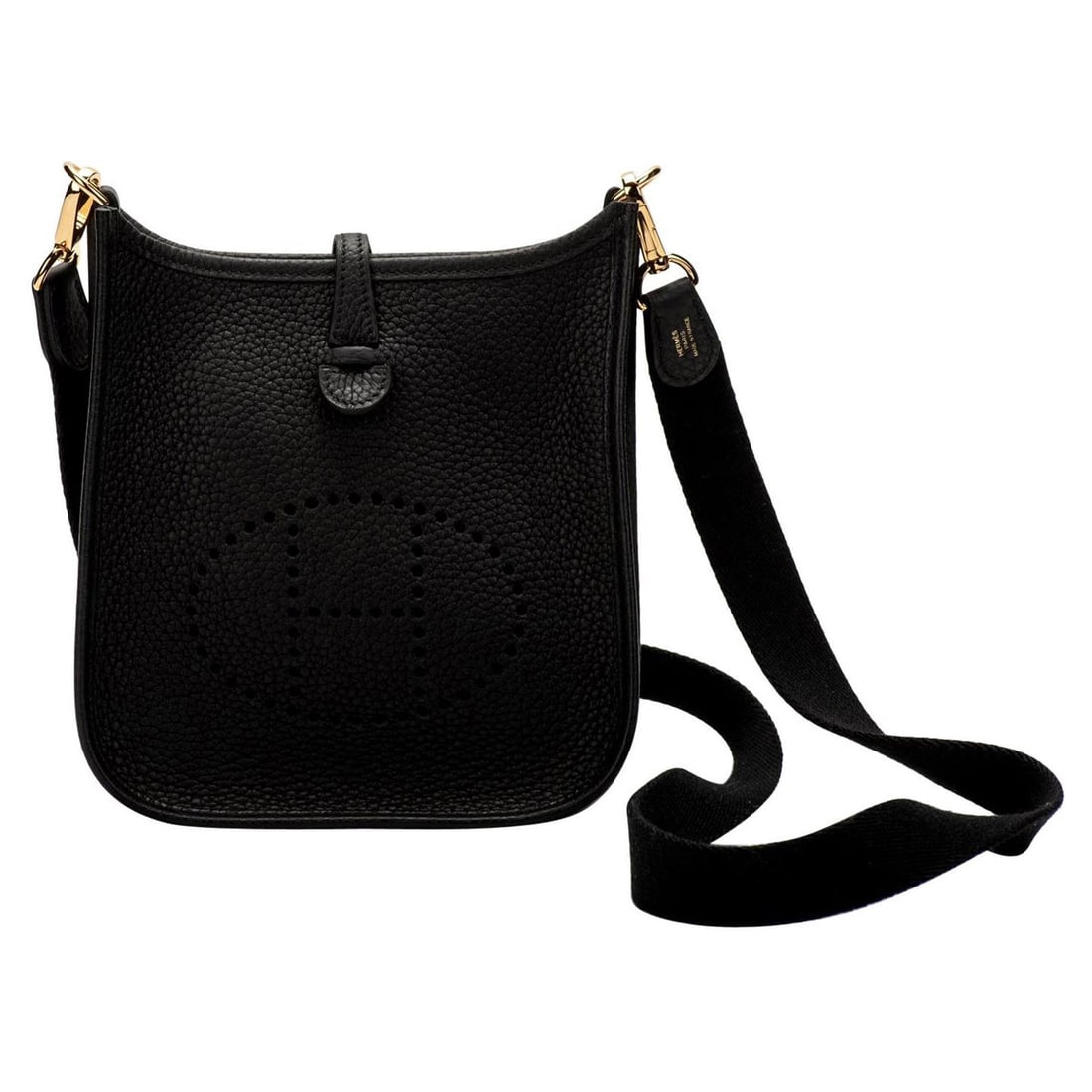 Hermes Rare Mini Evelyne Black Taurillon Leather Shoulder Bag: Hermes Rare Mini Evelyne Black Taurillon Leather Shoulder Bag Introducing the exquisite Hermes Rare Mini Evelyne Shoulder Bag, a stunning accessory crafted from luxurious black taurillon clemence leat