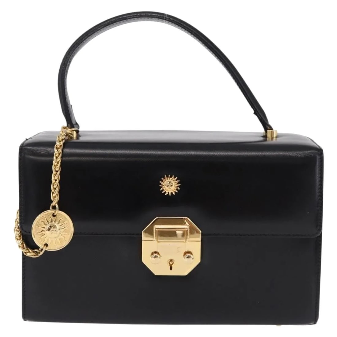 Black Leather Handbag Versace Vintage Italy 23cm: Black Leather Handbag Versace Vintage Italy 23cm A Versace Vintage leather bag for women in black, made in Italy. It measures 23 cm x 15 cm x 11 cm and is described as being in very good condition, wi