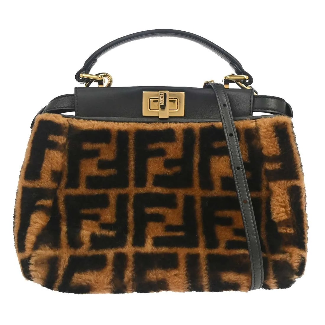 Fendi Peekaboo Brown Fur Handbag Made in Italy (1 of 10)