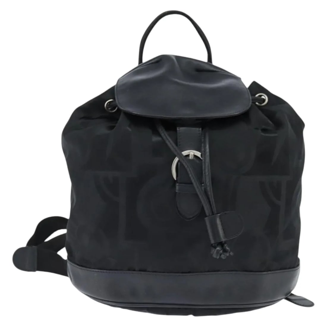 Salvatore Ferragamo Printed Nylon Backpack with Flap and Buckle: Salvatore Ferragamo Printed Nylon Backpack with Flap and Buckle This Salvatore Ferragamo Flap Buckle Backpack features a printed neoprene exterior with nylon material in black, designed for women. The
