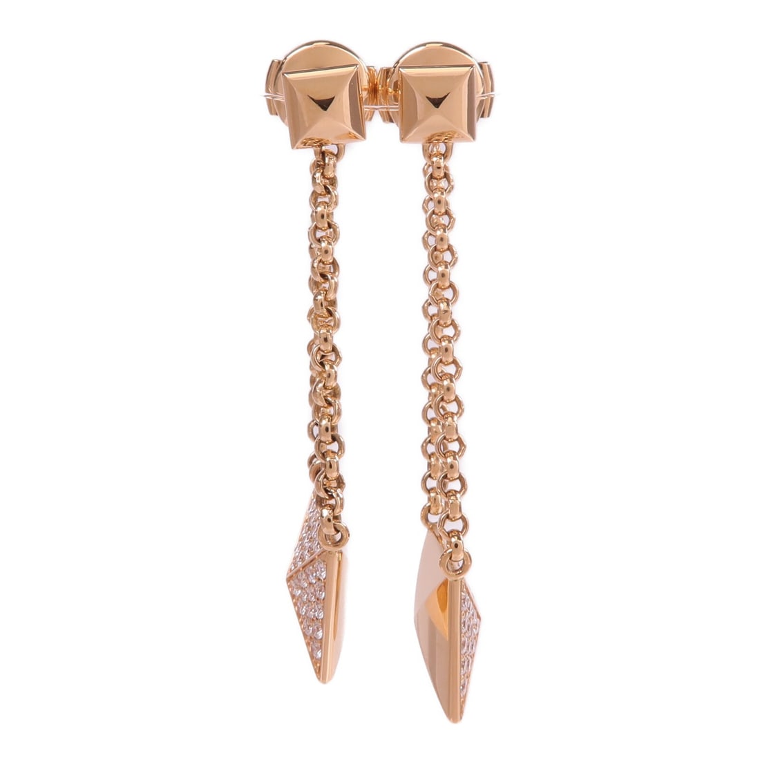 HERMES Clou d'H Diamond Pierced Earrings 18K Rose Gold (1 of 8)