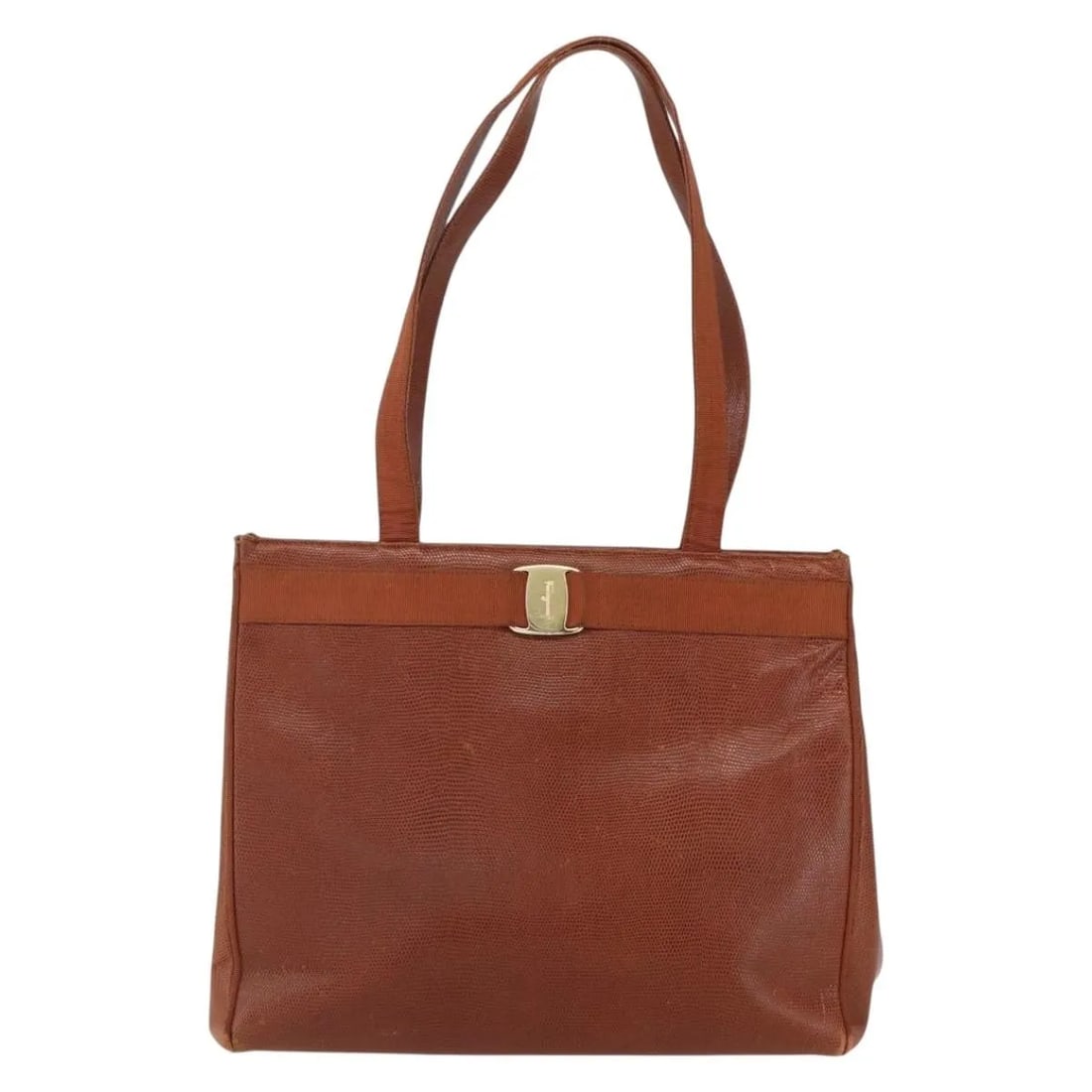 Salvatore Ferragamo Vara Bow Vintage Tote Brown Leather (1 of 18)