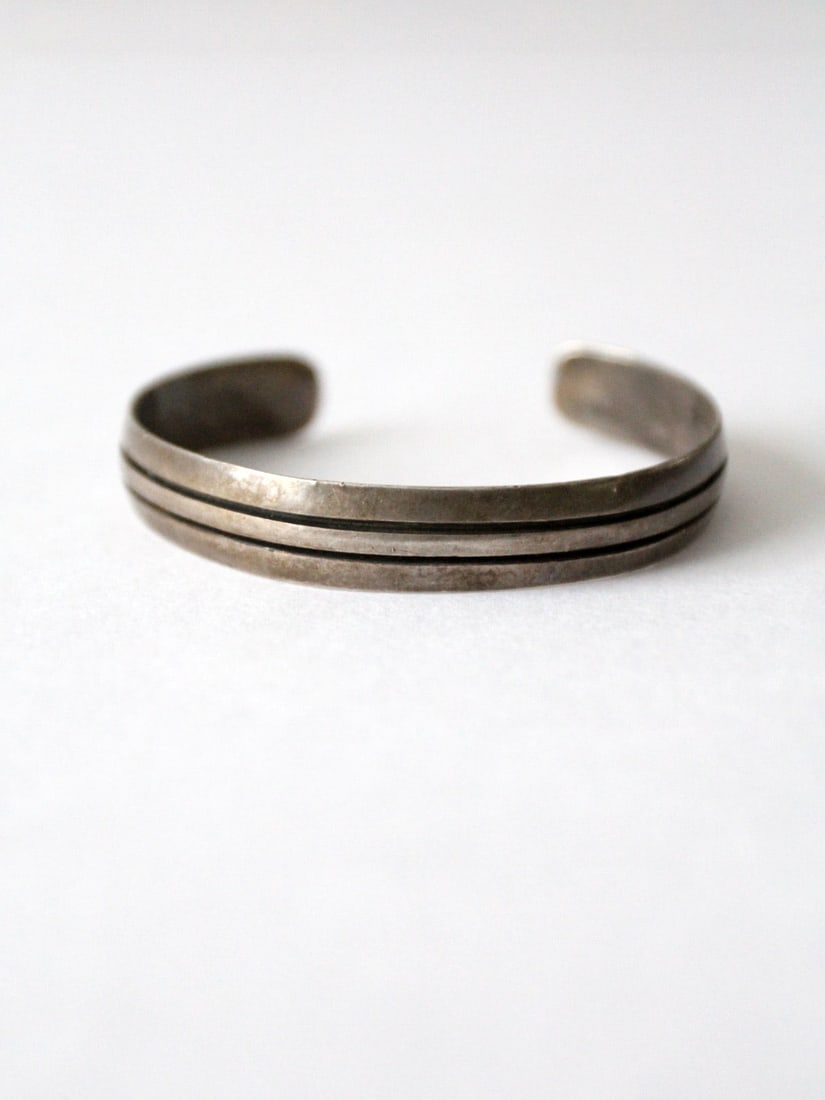925 Sterling Silver Cuff Bracelet Three Line Design 6.5 Inch (1 of 9)