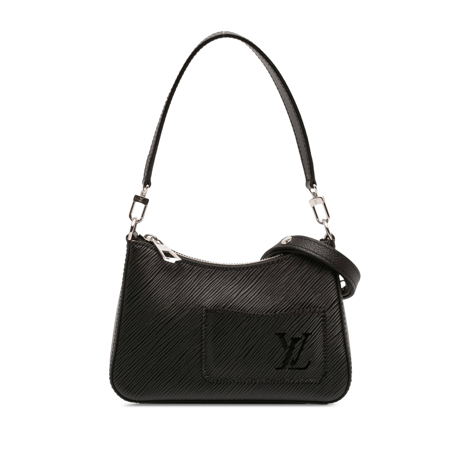 Louis Vuitton Marellini Epi Leather Black Bag: Louis Vuitton Marellini Epi Leather Black Bag The Louis Vuitton Epi Marellini is crafted from signature epi leather and features a detachable flat handle, a removable flat leather strap, a top zip clo