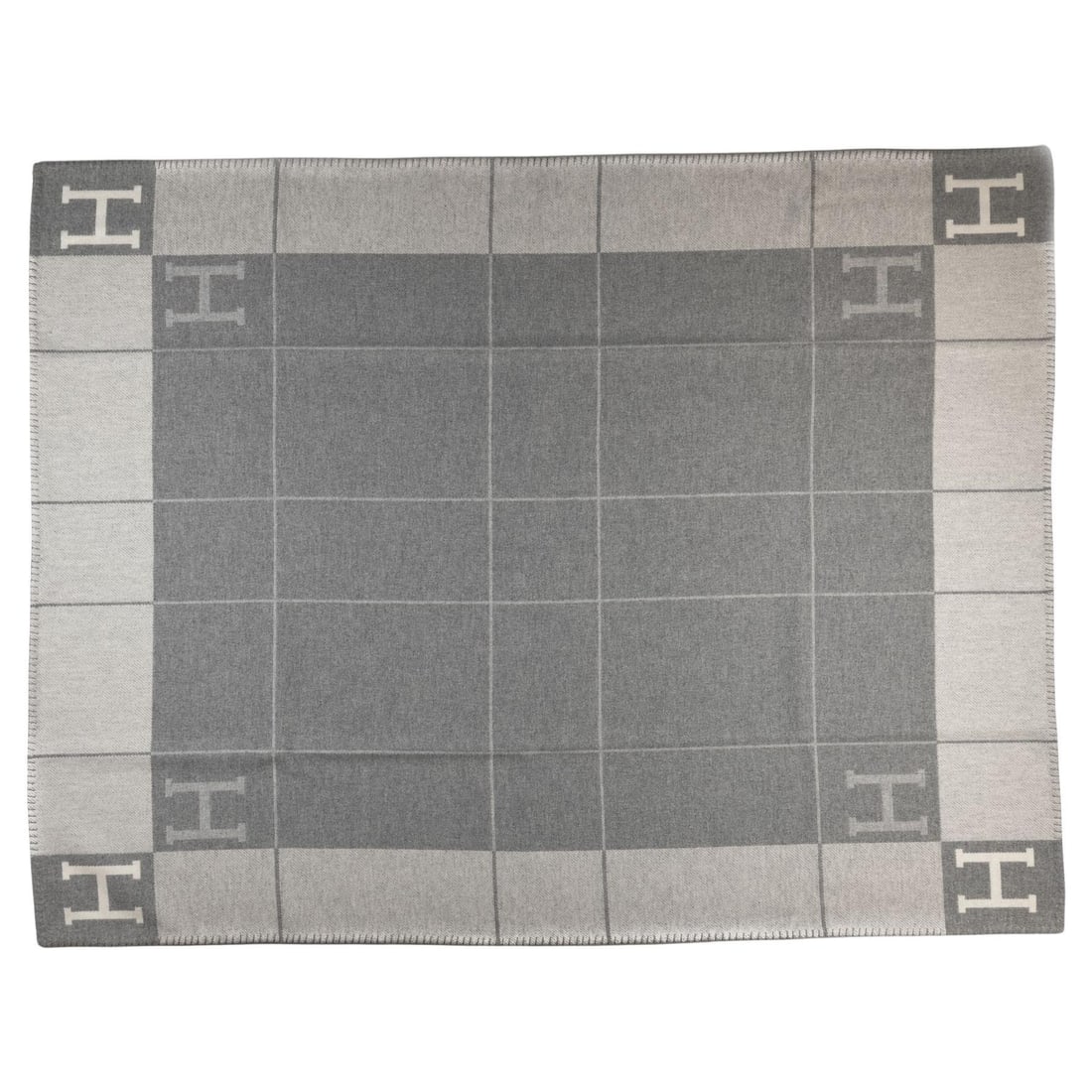 Hermes Avalon Grey Wool Cashmere Blanket 70 x 54 New (1 of 5)