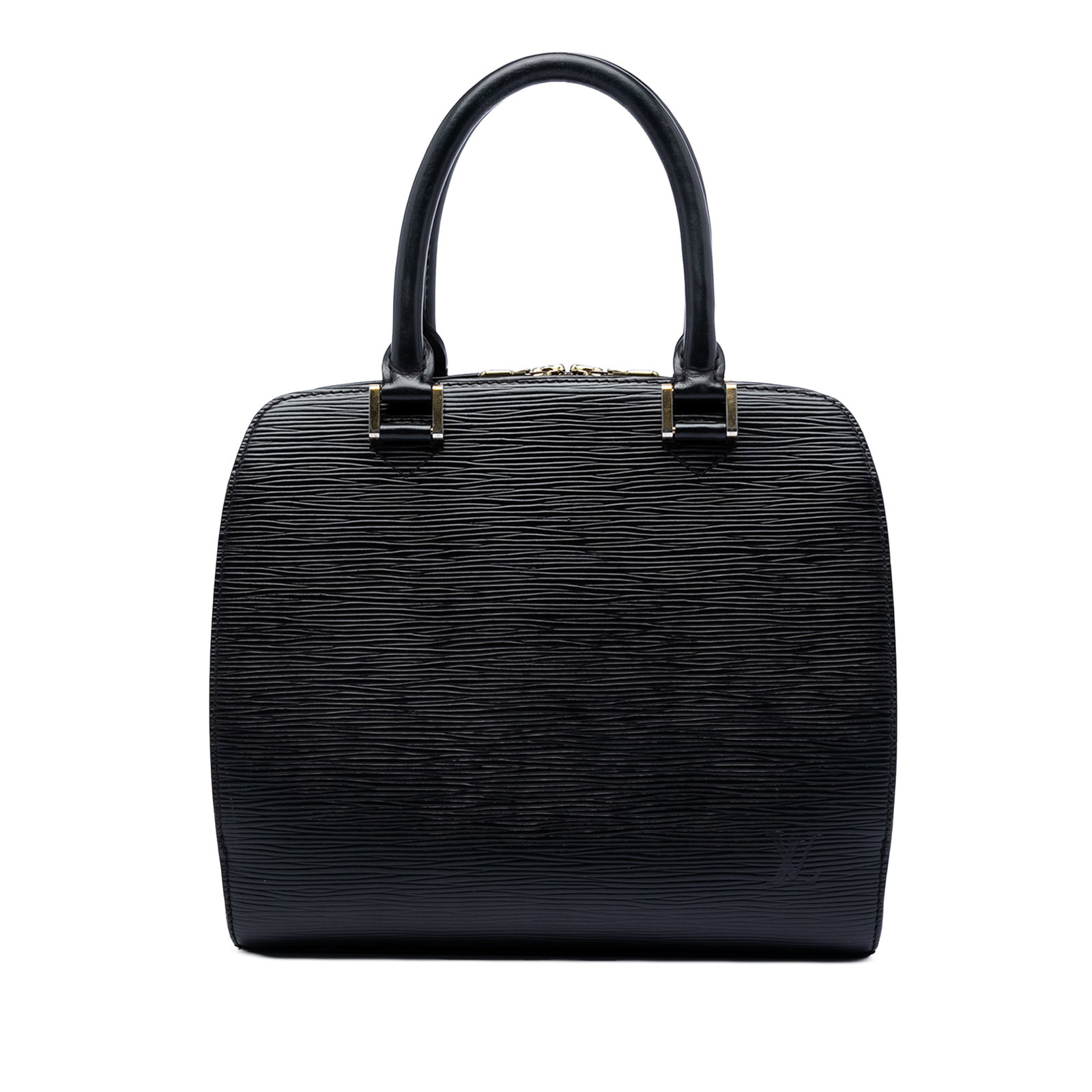Louis Vuitton Epi Pont Neuf PM black leather bag: Louis Vuitton Epi Pont Neuf PM black leather bag This Louis Vuitton Epi Pont Neuf PM bag features a structured silhouette crafted from black epi leather. It is designed with rolled leather handles, a 