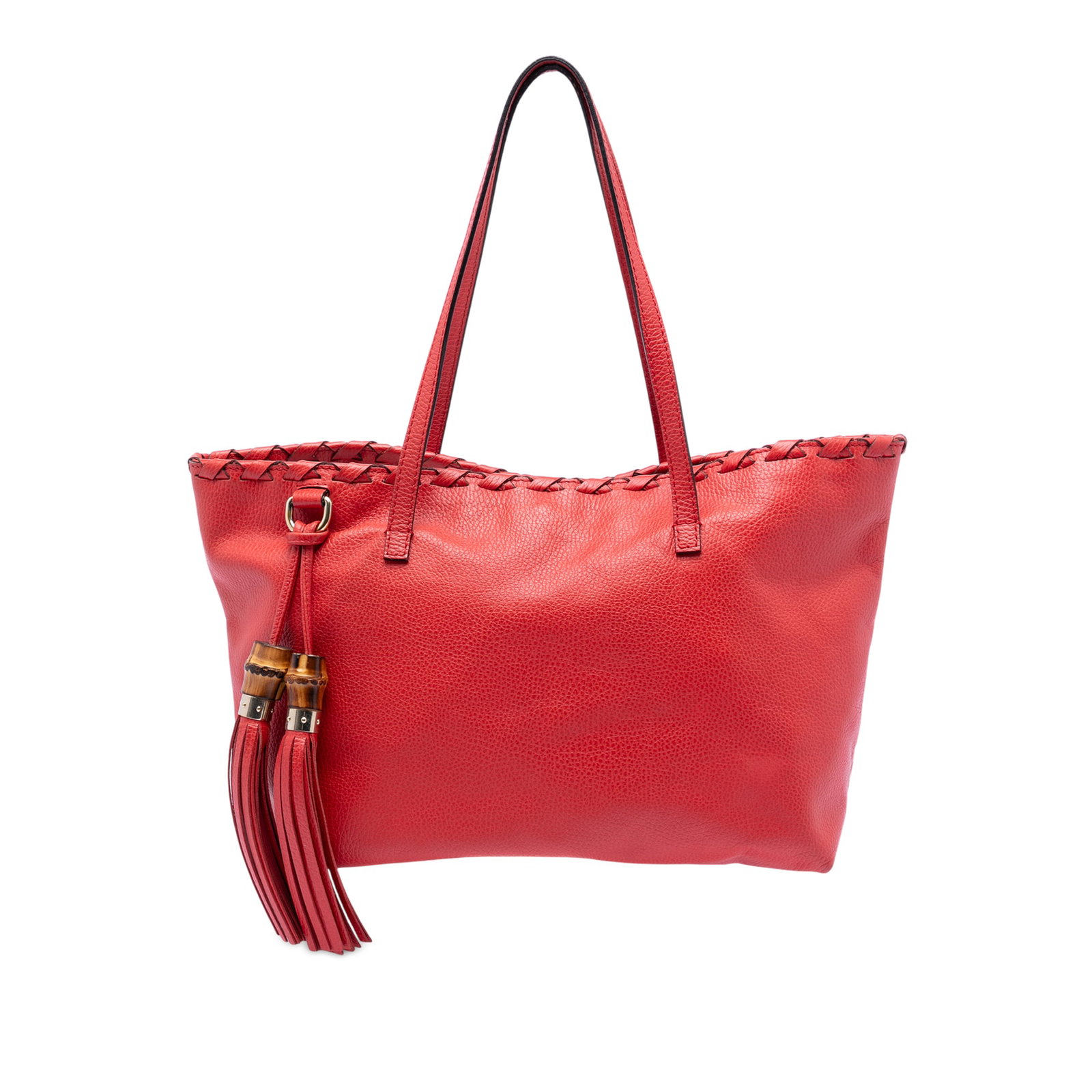 Gucci Red Leather Tote Bag with Bamboo Tassel Detail (1 of 7)