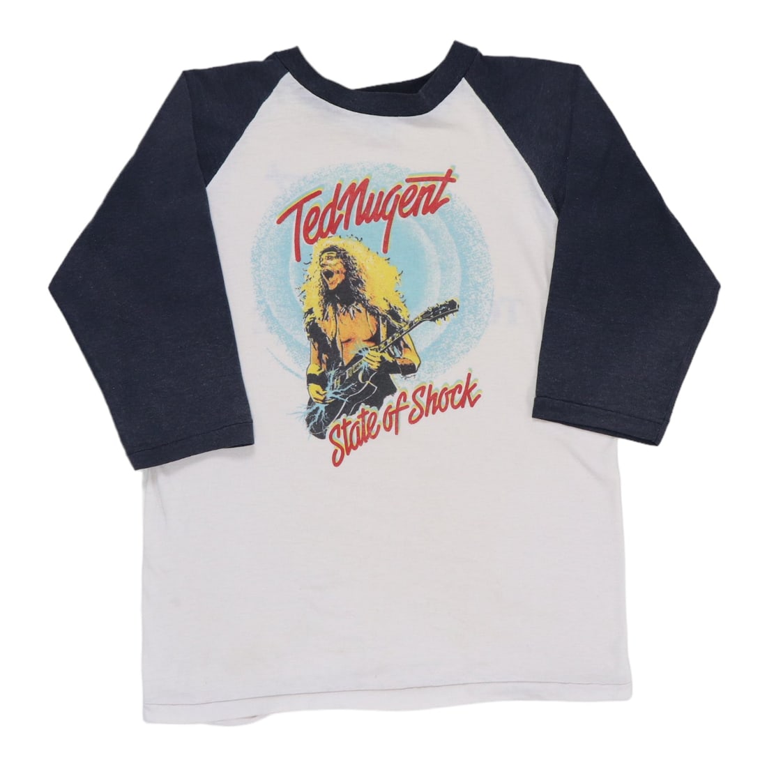 Vintage 1979 Ted Nugent State of Shock Tour Jersey Medium White Shirt (1 of 6)