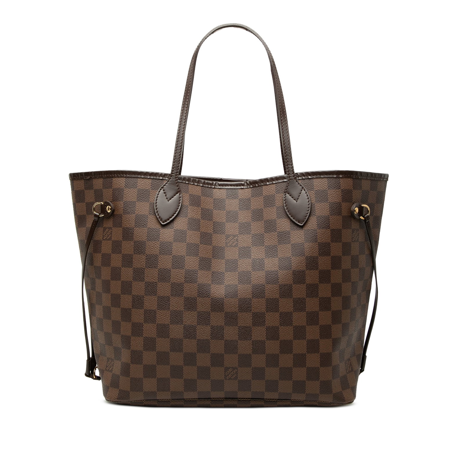 Louis Vuitton Neverfull MM Damier Ebene Shoulder Tote Bag: Louis Vuitton Neverfull MM Damier Ebene Shoulder Tote Bag Louis Vuitton Neverfull MM in Damier Ebene canvas with leather trim and flat leather shoulder straps. This open-top tote features a lobster cl
