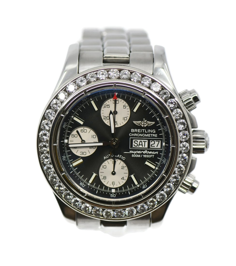 Breitling A13340 Superocean Chronograph 42mm Blue Dial Steel Wristwatch (1 of 5)