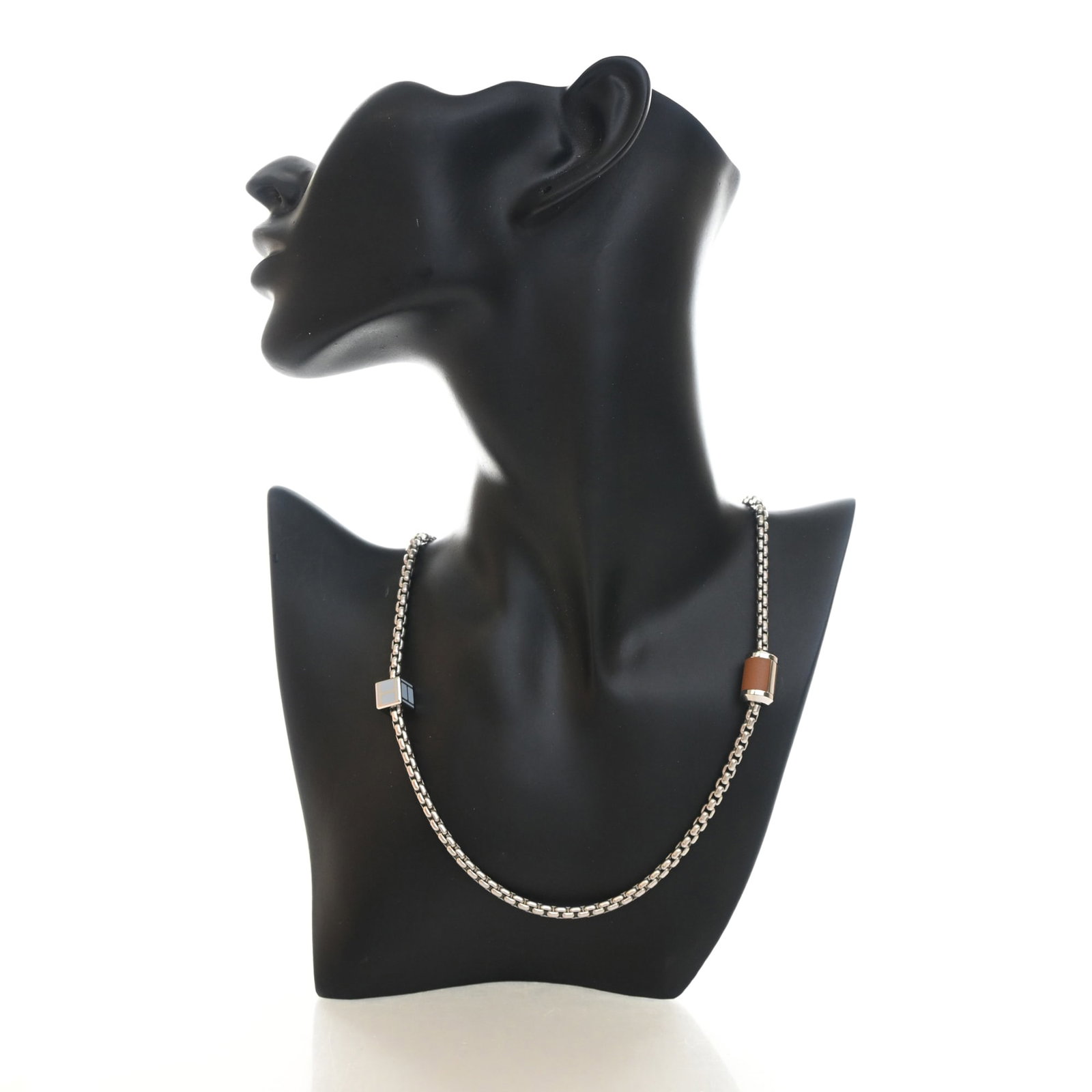 Hermes Meli Melo Necklace Palladium Plated Buffalo Horn and Swift Leather (1 of 6)