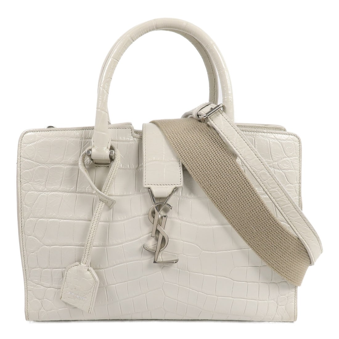 Yves Saint Laurent 421871 2 Way White Calfskin Shoulder Bag (1 of 17)