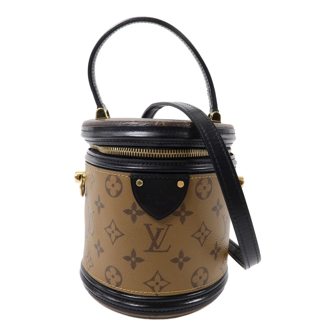 Louis Vuitton Cannes M43986 2 Way Monogram Reverse Shoulder Bag: Louis Vuitton Cannes M43986 2 Way Monogram Reverse Shoulder Bag A Louis Vuitton Cannes 2 Way Shoulder Bag in Monogram Reverse and PVC coated canvas, presented in brown and black tones. This model M439