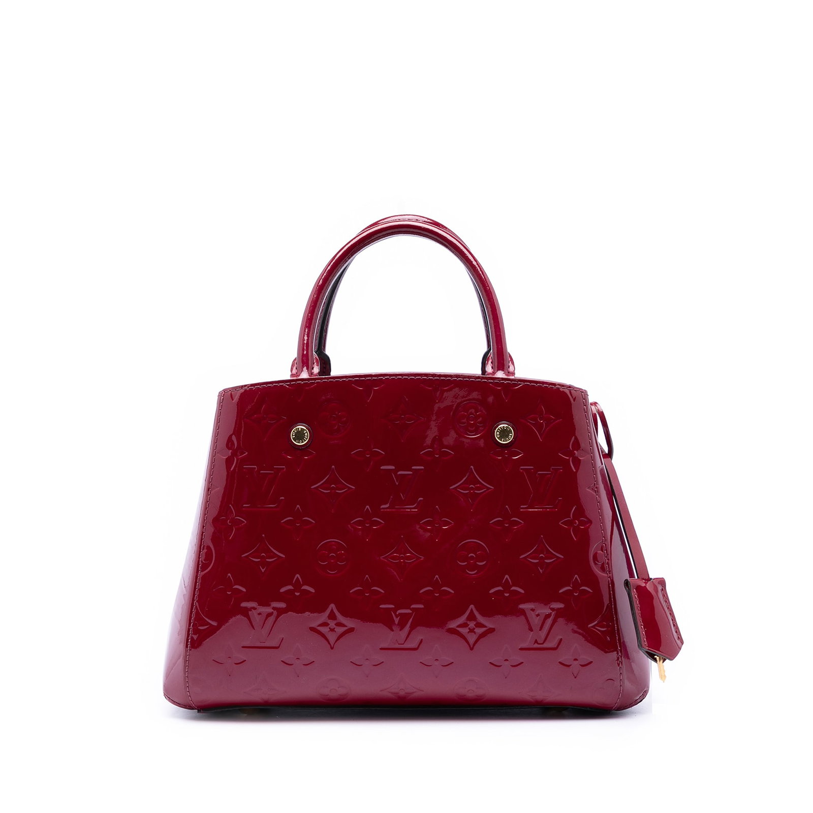 Louis Vuitton Montaigne BB Pink Monogram Vernis Leather Handbag: Louis Vuitton Montaigne BB Pink Monogram Vernis Leather Handbag Louis Vuitton Monogram Vernis Montaigne BB handbag in pink leather. This bag features rolled handles, an open top with clasp closure, an