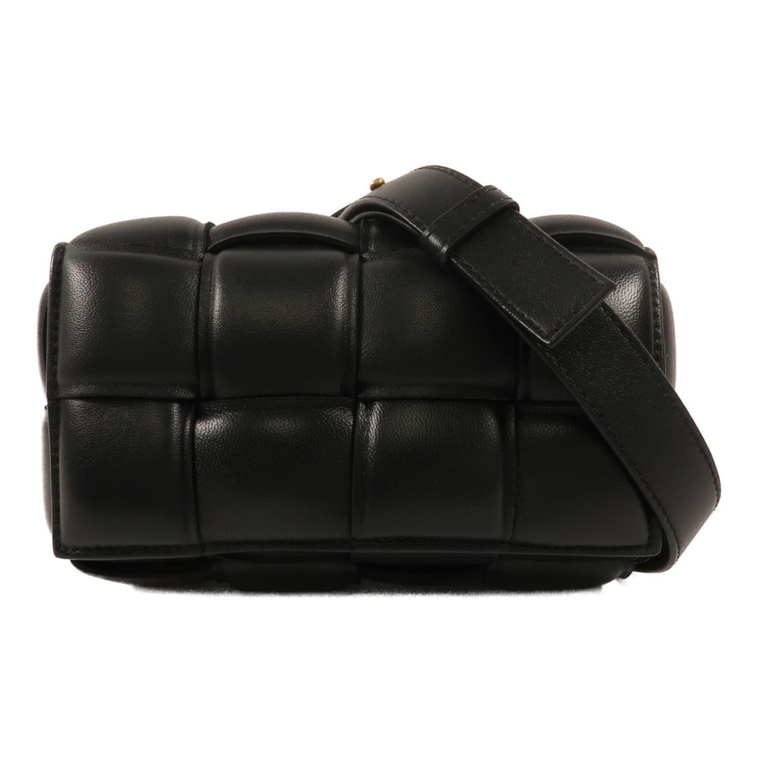 Bottega Veneta Small Padded Cassette Lambskin Shoulder Bag in Black: Bottega Veneta Small Padded Cassette Lambskin Shoulder Bag in Black Bottega Veneta Padded Cassette small shoulder bag in black lambskin (sheep leather). It features a magnetic pocket and an open inter