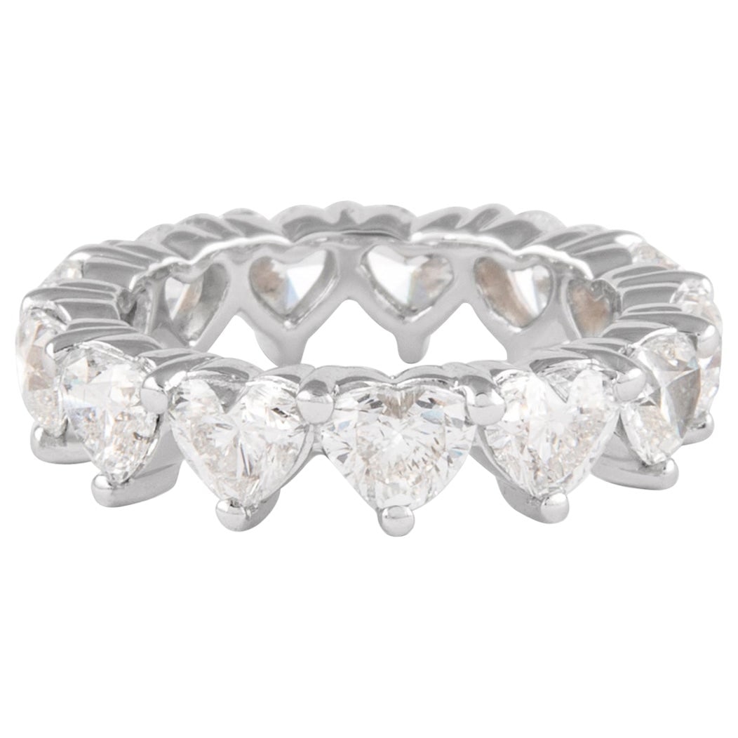 4.16ct Heart Diamond Eternity Band Platinum: 4.16ct Heart Diamond Eternity Band Platinum This exquisite 4.16ct Heart Diamond Eternity Band is crafted in luxurious platinum, featuring 13 brilliant heart-cut diamonds that showcase D-F color and VV