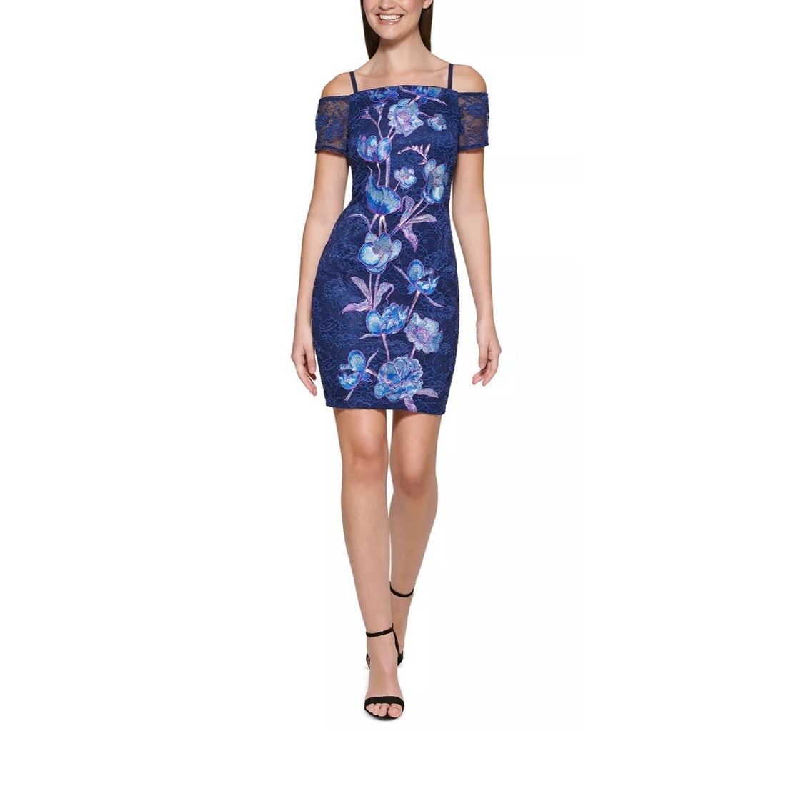 GUESS Women's Off The Shoulder Floral Lace Bodycon Dress Size 4 (1 of 3)