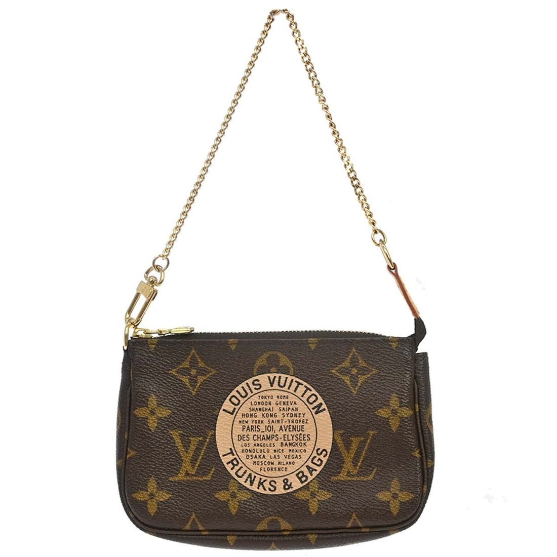Louis Vuitton Pochette Accessoires Mini Monogram Canvas Top Handle Bag: Louis Vuitton Pochette Accessoires Mini Monogram Canvas Top Handle Bag Louis Vuitton Monogram Mini Pochette Accessoires handbag in brown and beige Monogram canvas with leather trim. This small top-han