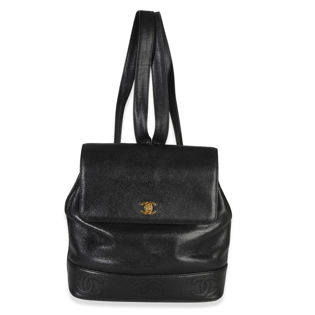 Chanel Vintage Black Leather Backpack Triple CC Flap (1 of 9)