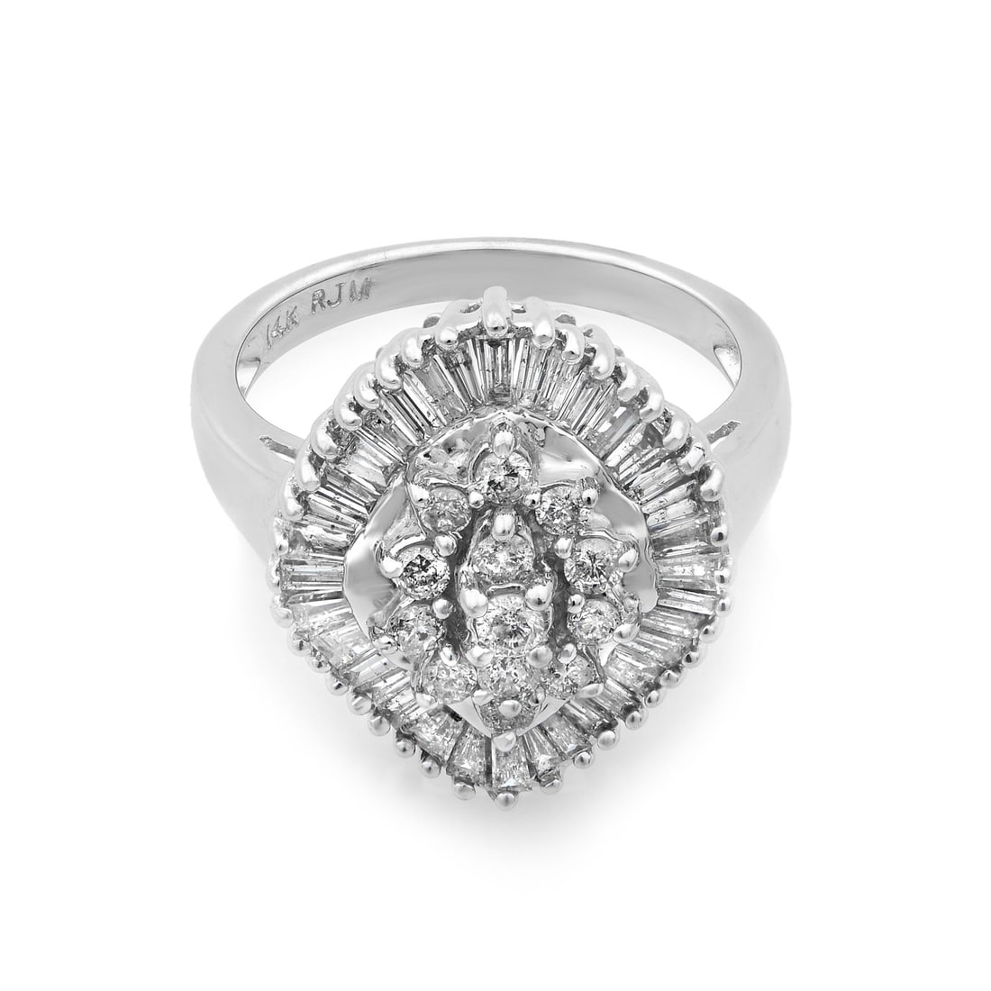 Rachel Koen 14K White Gold Diamond Cocktail Ring 2.00Ctw Size 7: Rachel Koen 14K White Gold Diamond Cocktail Ring 2.00Ctw Size 7 Experience the elegance of this stunning Rachel Koen cocktail ring, artfully crafted from 14K white gold. This exquisite piece features 
