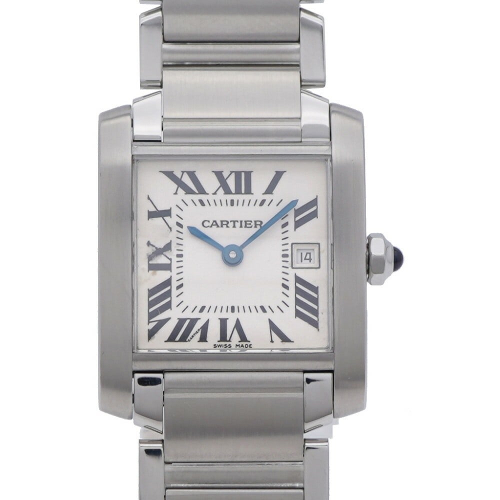 Cartier Tank Francaise MM W51011Q3 Stainless Steel Quartz Wristwatch: Cartier Tank Francaise MM W51011Q3 Stainless Steel Quartz Wristwatch Pre-owned Cartier Tank Francaise MM wristwatch with a silver stainless steel case and bracelet. It features a quartz movement, Swis