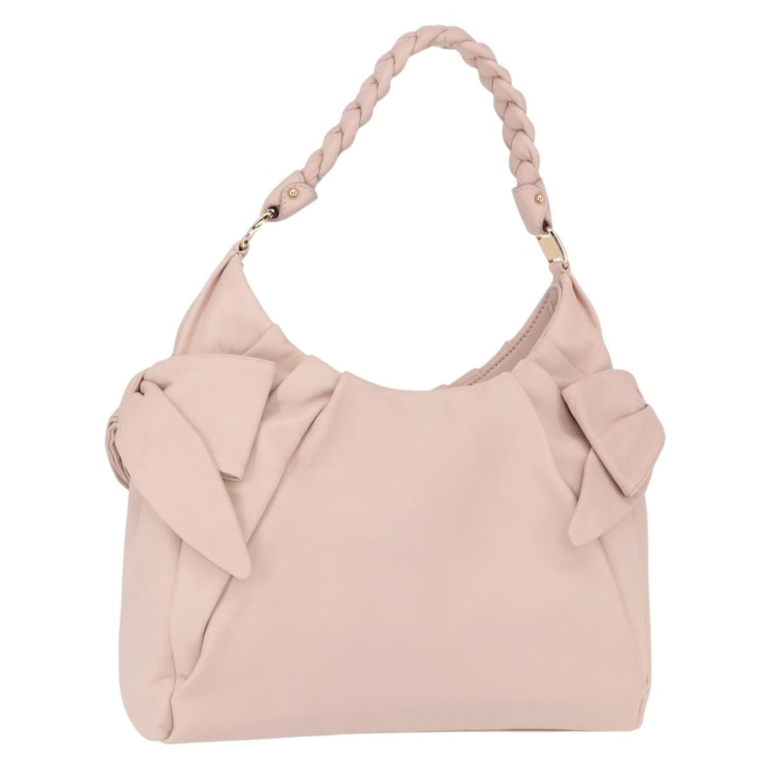 Salvatore Ferragamo Pink Leather Vala Ribbon Shoulder Bag with Gold Accents: Salvatore Ferragamo Pink Leather Vala Ribbon Shoulder Bag with Gold Accents This Salvatore Ferragamo Vala Ribbon shoulder bag features a pink leather exterior complemented by gold-tone accents. Design