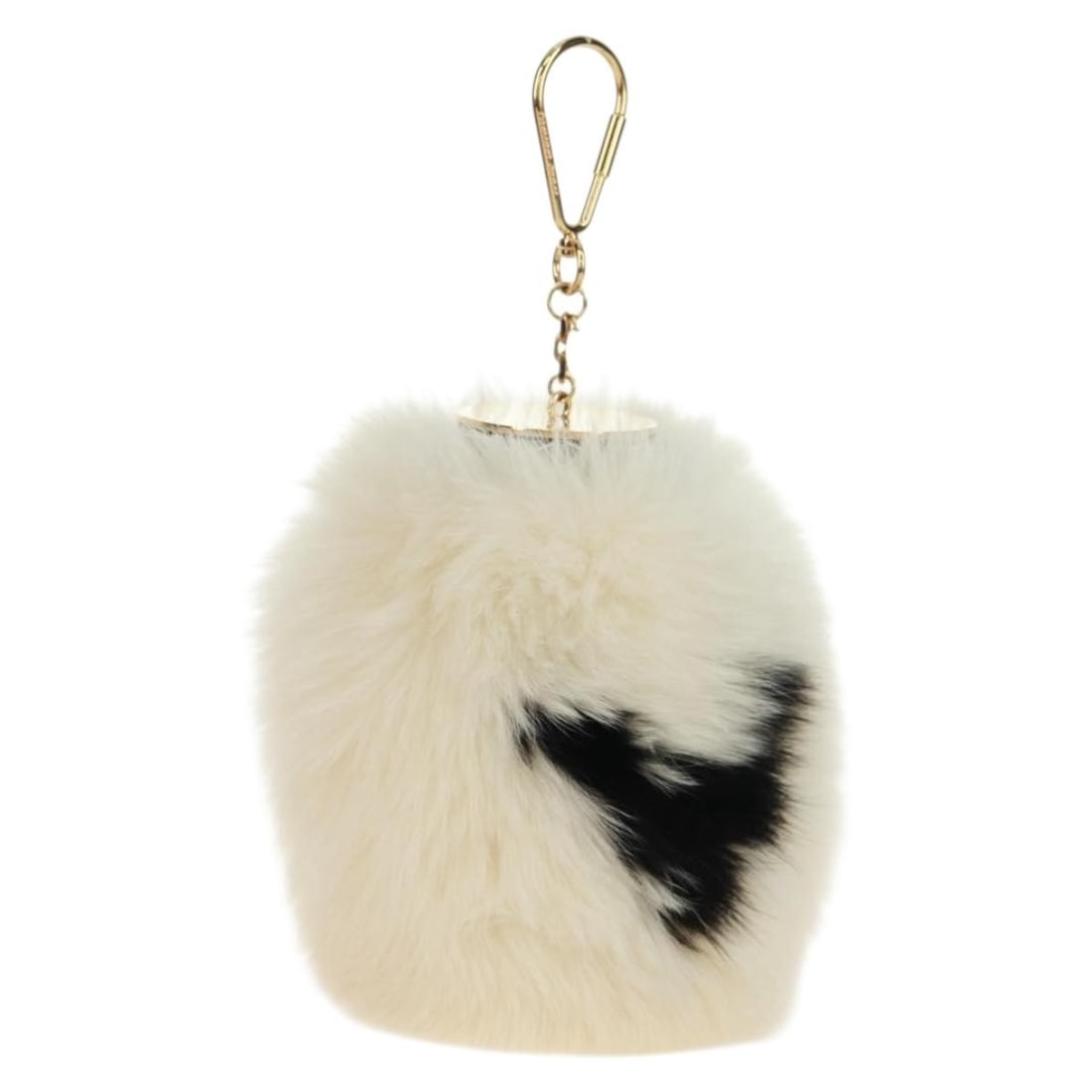 Louis Vuitton M67369 Fuzzy V Fur Key Holder White Gold: Louis Vuitton M67369 Fuzzy V Fur Key Holder White Gold A Louis Vuitton fuzzy V key holder in white and gold, made from fur and presented in excellent condition. It comes with a dust bag and item box. 