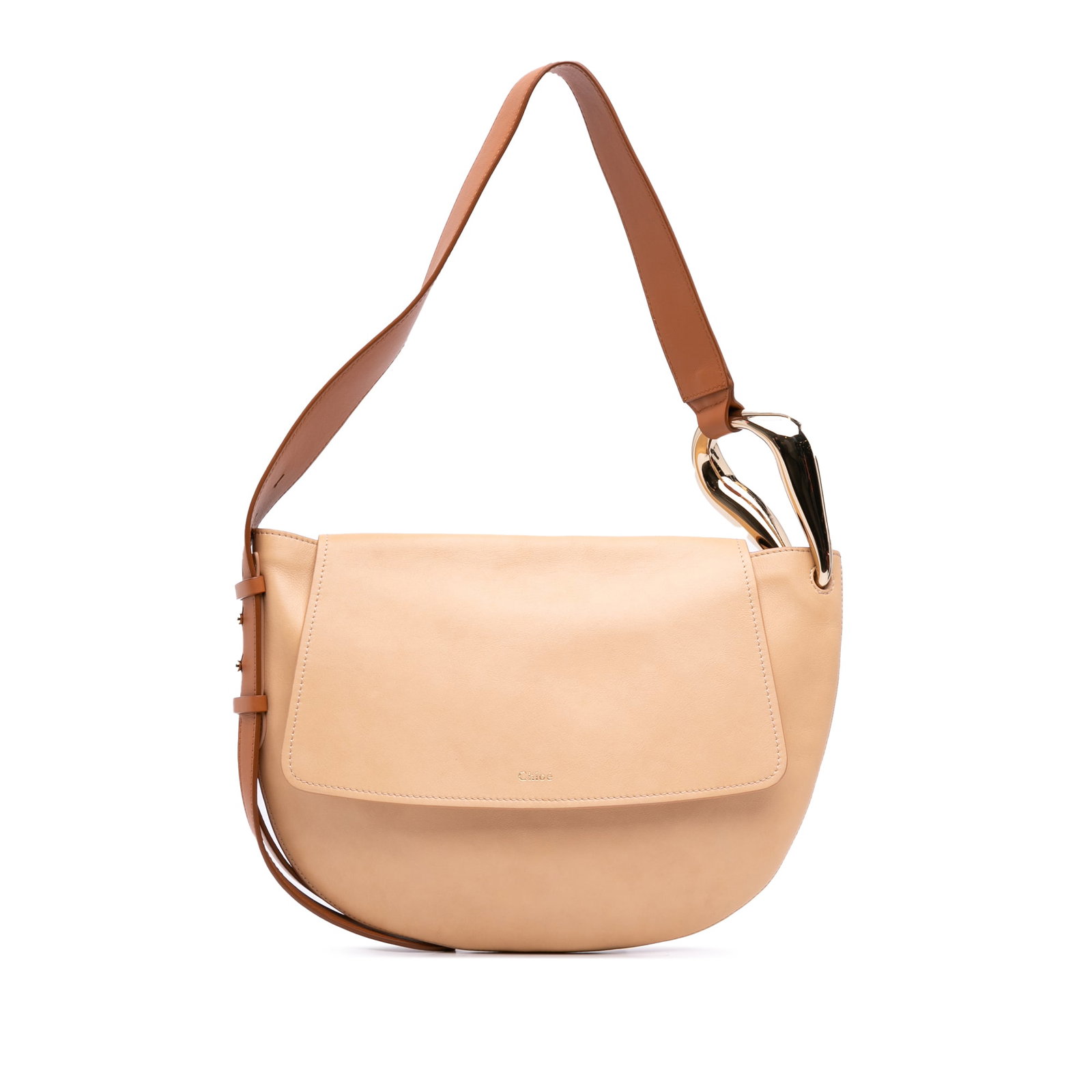 Chloe Kiss Hobo Beige Leather Shoulder Bag: Chloe Kiss Hobo Beige Leather Shoulder Bag Chloe Leather Kiss Hobo bag in beige leather, made in Italy. It features a flat leather strap, a top flap with snap closure, and an interior slip pocket. Con