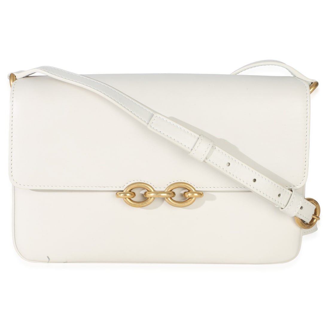 Saint Laurent Le Maillon Satchel Cream Calfskin Shoulder Bag: Saint Laurent Le Maillon Satchel Cream Calfskin Shoulder Bag This Saint Laurent Le Maillon Satchel is crafted in smooth calfskin leather in a neutral cream and white tone. Featuring a structured silho
