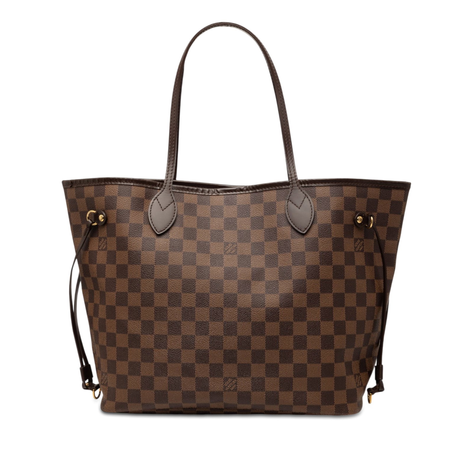 Louis Vuitton Neverfull MM Damier Ebene Shoulder Tote Bag: Louis Vuitton Neverfull MM Damier Ebene Shoulder Tote Bag Louis Vuitton Damier Ebene Neverfull MM bag in brown, made in France. It features a Damier Ebene canvas body with leather trim, flat leather s