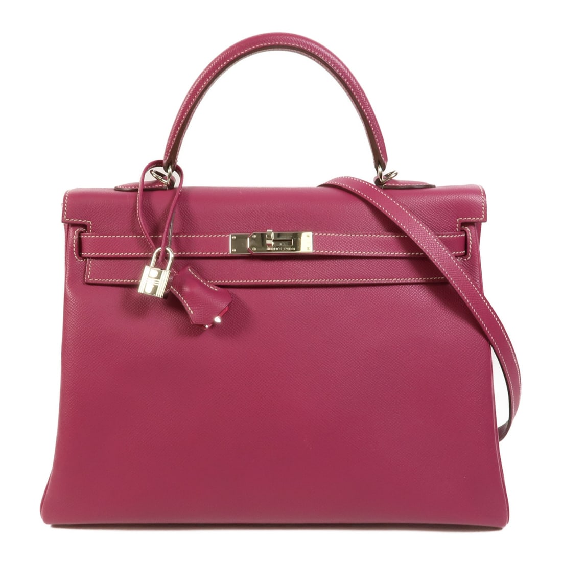 Hermes Kelly 35 Togo Leather 2 Way Shoulder Bag Tosca PHW: Hermes Kelly 35 Togo Leather 2 Way Shoulder Bag Tosca PHW Hermes PHW Kelly 35 2 Way Shoulder Bag Handbag in Togo leather, presented in Tosca and purple. This women's regular-size bag is made in France