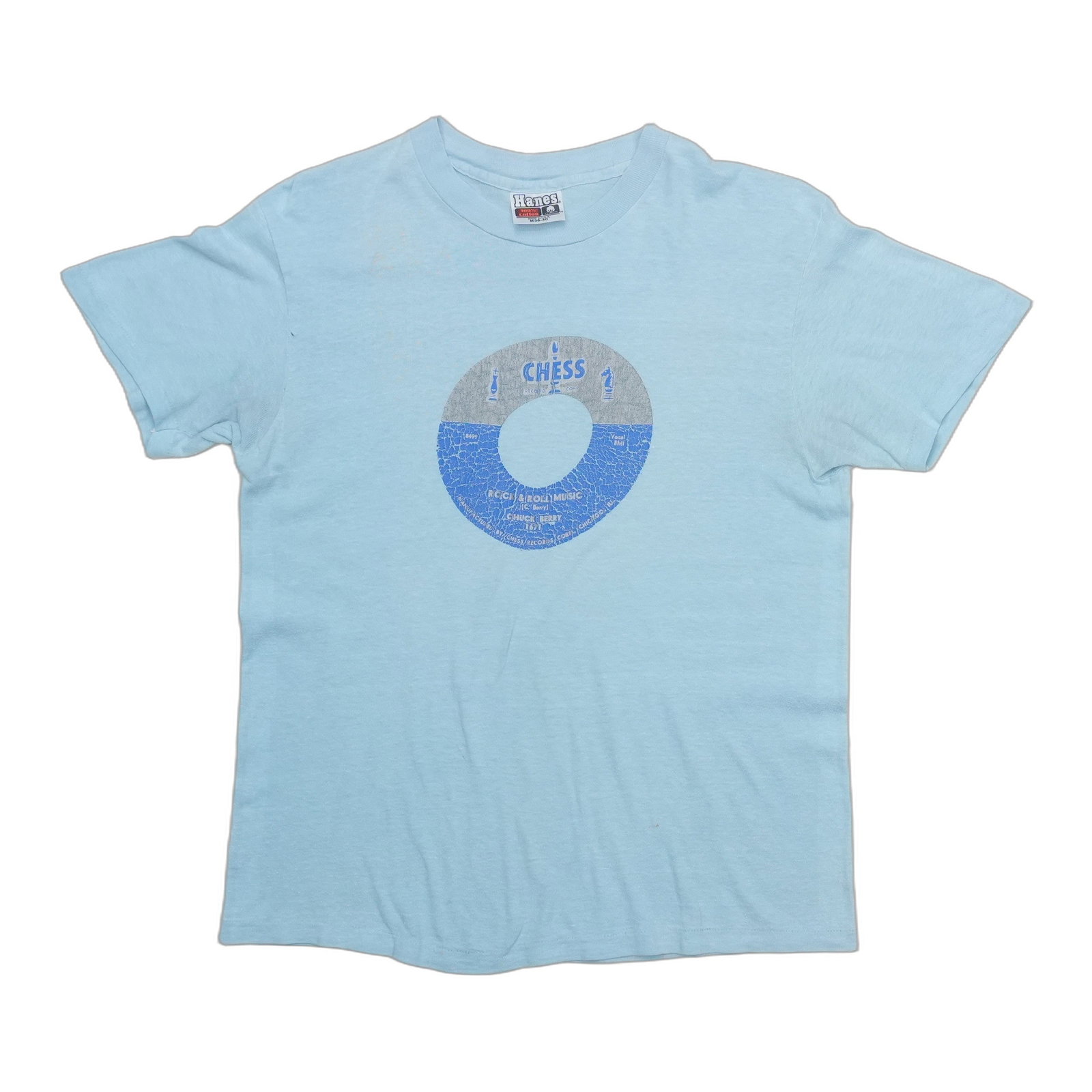 Vintage 1980s Chuck Berry Chess Records Blue Cotton Shirt (1 of 6)